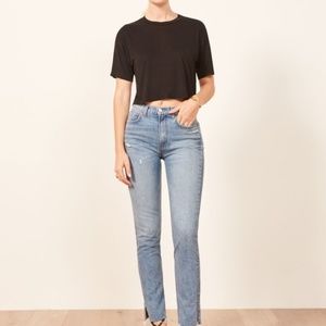 Reformation Julia High Cigarette with Slit Hem